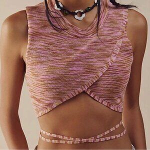 Free People Ribbed Tie-Waist Tank Y2K Strappy Festival Ready Boho Chic